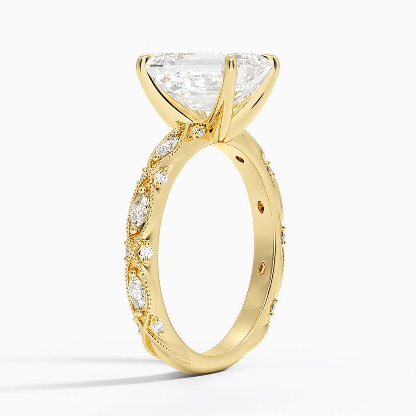 Celestia Milgrain Diamond Ring (1/4 ct. tw.) - Emerald Cut Center Stone