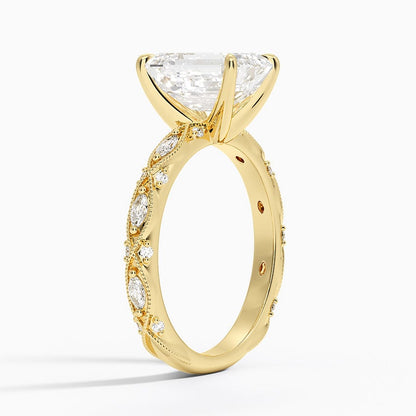 Celestia Milgrain Diamond Ring (1/4 ct. tw.) - Emerald Cut Center Stone