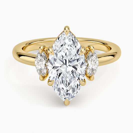 Sasha Three Stone Marquise Diamond Ring (1/3 ct. tw.) - Marquise Center Stone