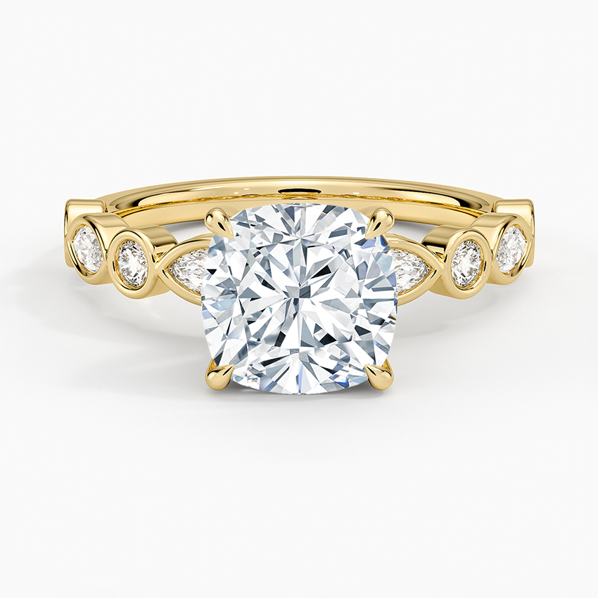 Versailles Bezel Diamond Ring - Cushion Cut Center Stone