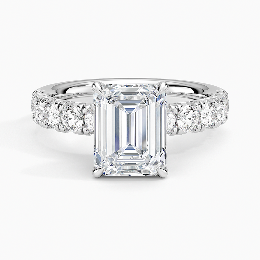 Ellora Half Coverage Diamond Ring - Emerald Cut Center Stone