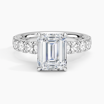 Ellora Half Coverage Diamond Ring - Emerald Cut Center Stone
