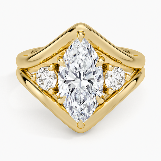 Frame Three Stone Diamond Ring (1/3 ct. tw.) - Marquise Center Stone