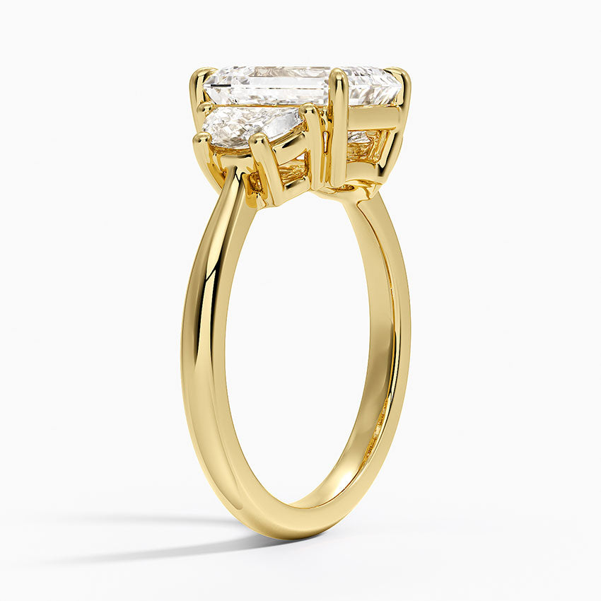 Half Moon Three Stone Diamond Ring (1/2 ct. tw.) - Emerald Cut Center Stone