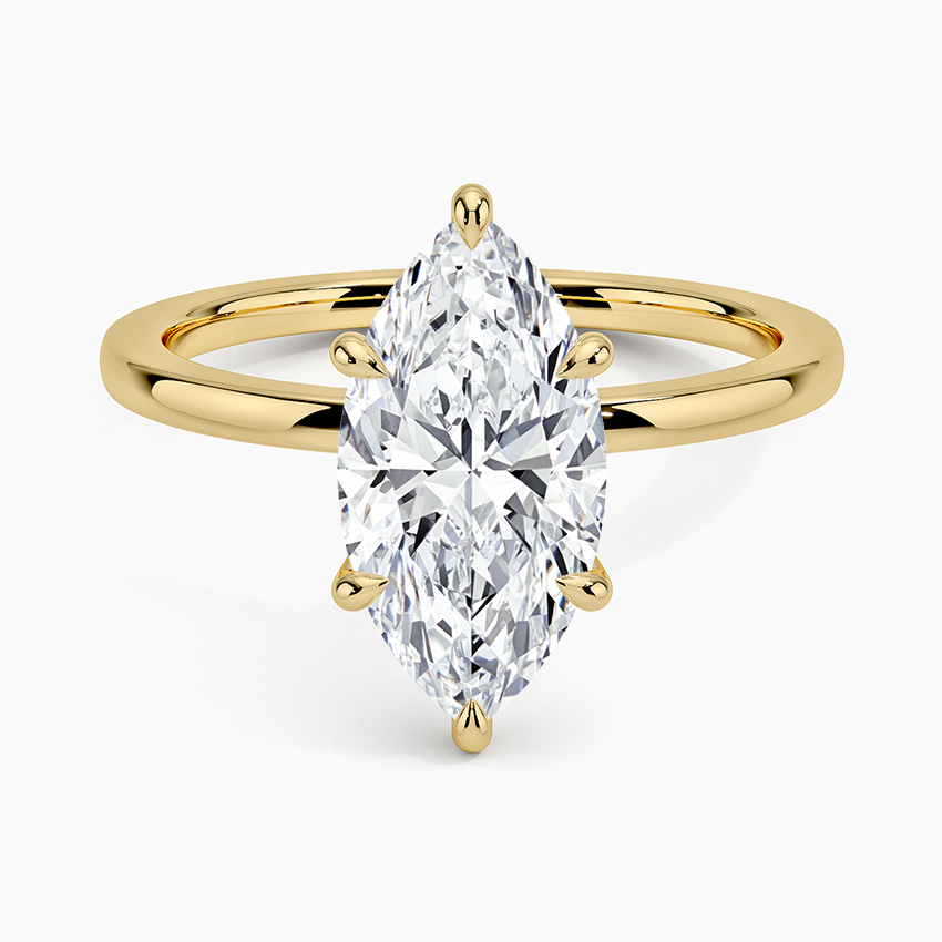 Secret Halo Six-Prong Diamond Ring - Marquise Center Stone