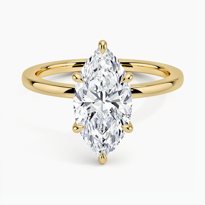 Secret Halo Six-Prong Diamond Ring - Marquise Center Stone
