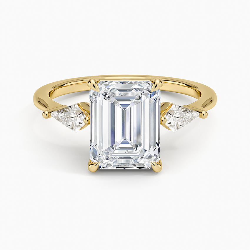 Luxe Cometa Three Stone Diamond Ring (1/3 ct. tw.) - Emerald Cut Center Stone
