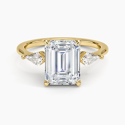 Luxe Cometa Three Stone Diamond Ring (1/3 ct. tw.) - Emerald Cut Center Stone