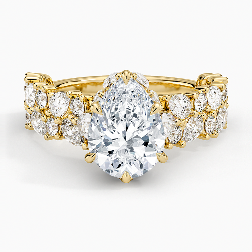 Olivetta Double Row Diamond Ring (2 1/2 ct. tw.) - Pear Center Stone