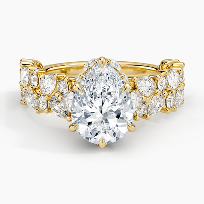 Olivetta Double Row Diamond Ring (2 1/2 ct. tw.) - Pear Center Stone