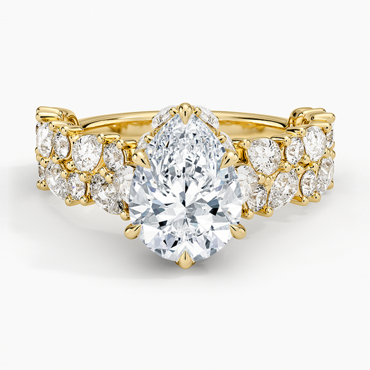 Olivetta Double Row Diamond Ring (2 1/2 ct. tw.) - Pear Center Stone