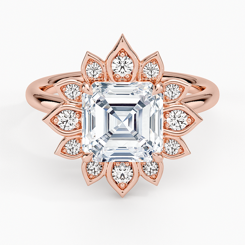 Fiore Halo Diamond Ring (1/4 ct. tw.) - Asscher Cut Center Stone