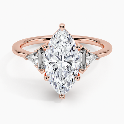 Edie Art Deco Diamond Ring (1/4 ct. tw.) - Marquise Center Stone