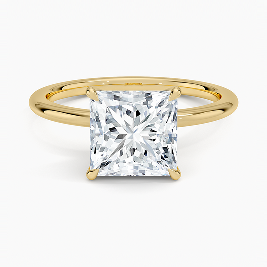 Petite Elodie 1.5mm Ring - Princess Cut Center Stone