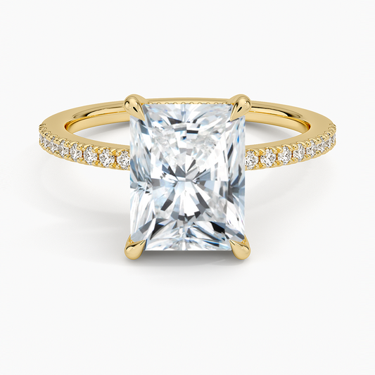 Perfect Fit Half Coverage Hidden Halo Diamond Ring (1/5 ct. tw.) - Radiant Cut Center Stone