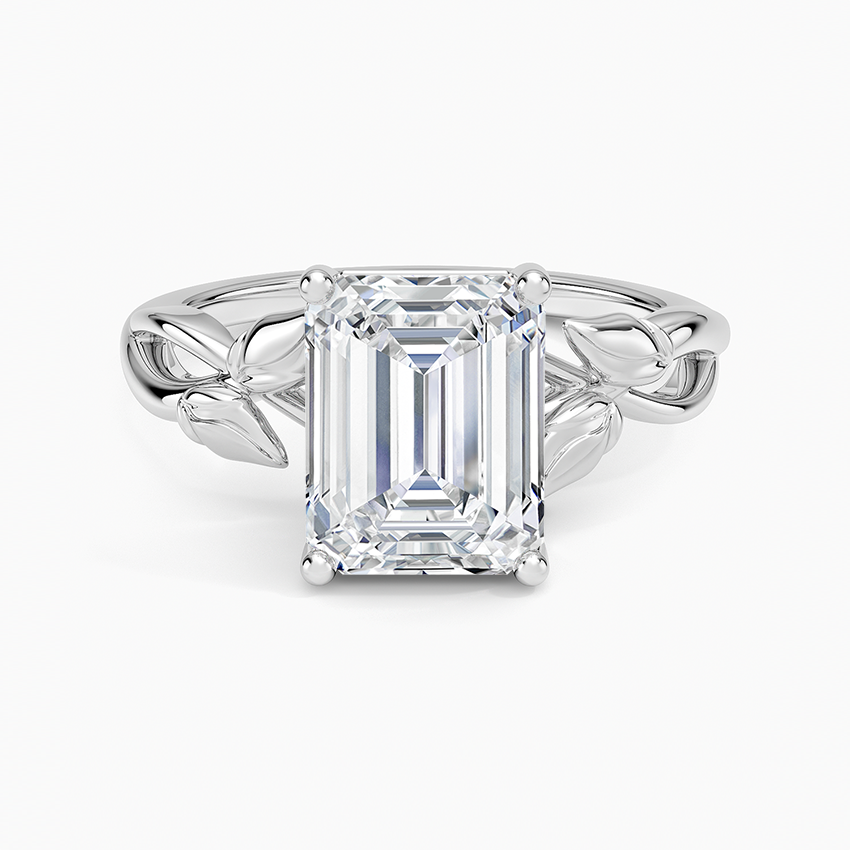 Budding Willow Solitaire Ring - Emerald Cut Center Stone