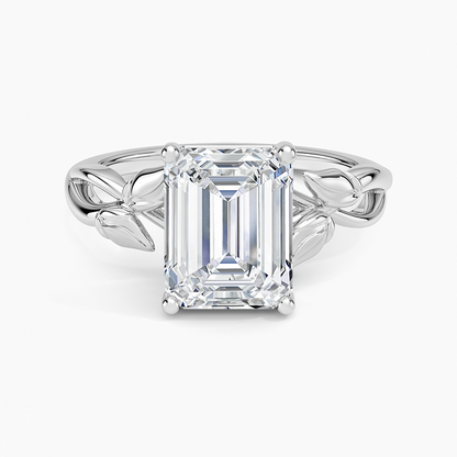 Budding Willow Solitaire Ring - Emerald Cut Center Stone