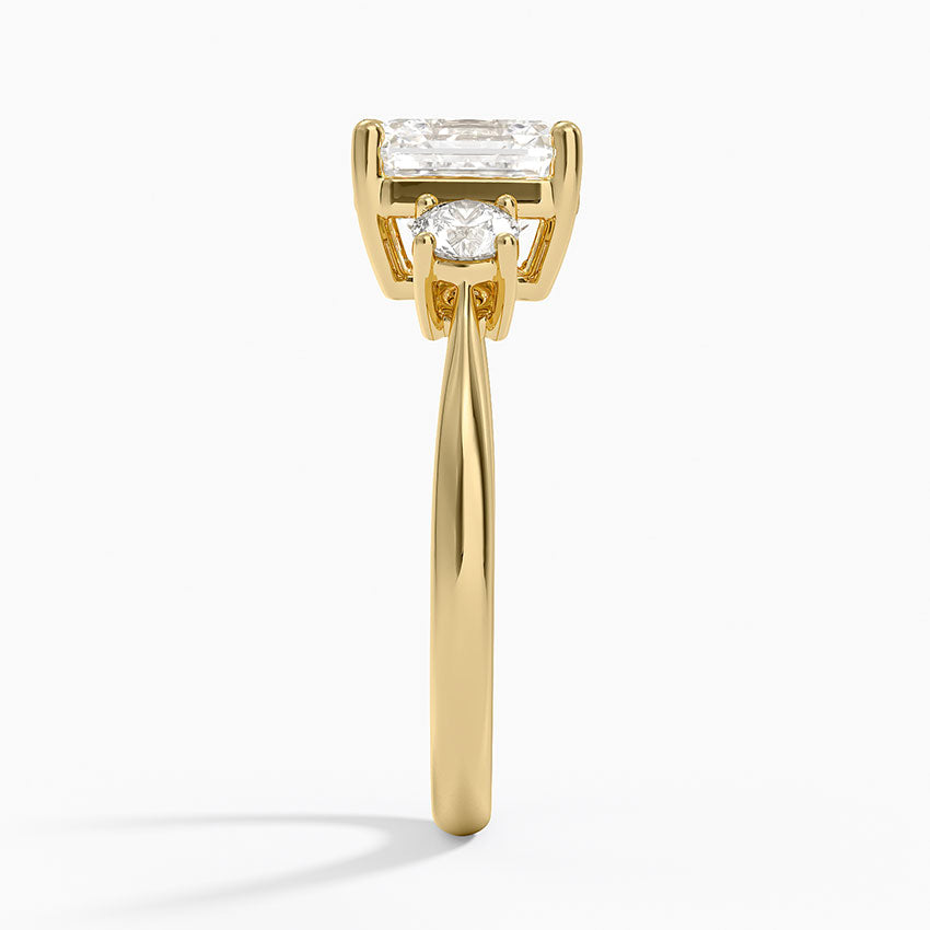 Selene Three Stone Diamond Ring (1/3 ct. tw.) - Asscher Cut Center Stone