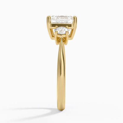 Selene Three Stone Diamond Ring (1/3 ct. tw.) - Asscher Cut Center Stone