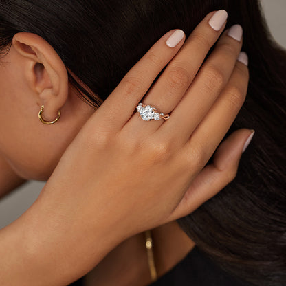 Secret Garden Three Stone Diamond Ring (3/4 ct. tw.) - Asscher Cut Center Stone