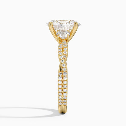 Luxe Three Stone Petite Twisted Vine Diamond Ring - Oval Center Stone