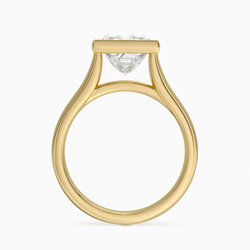 Luna 4mm Bezel Ring - Princess Cut Center Stone