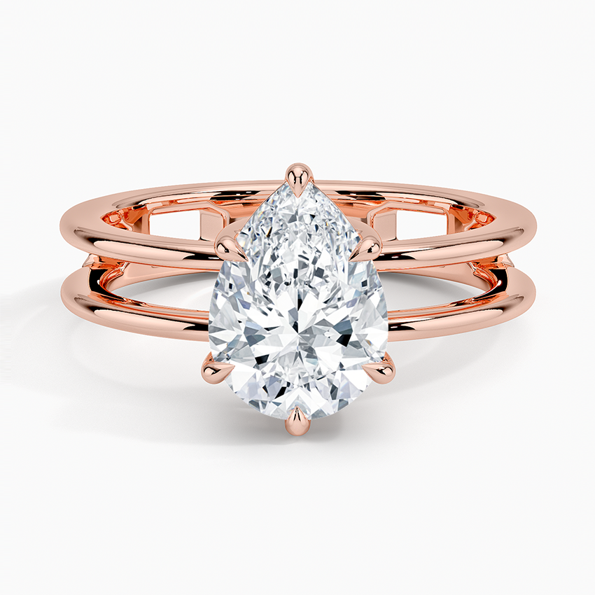 Aimee Open Double Band Solitaire Ring - Pear Center Stone