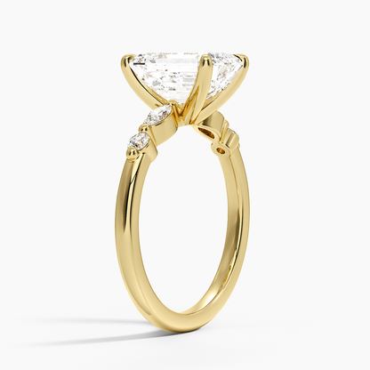 Versailles One-Quarter Coverage Diamond Ring - Emerald Cut Center Stone