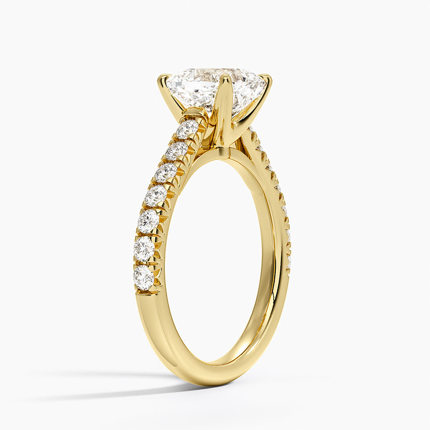 Sienna Half Coverage Diamond Ring - Cushion Cut Center Stone