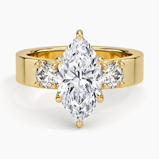 Peyton Three Stone Diamond Ring (1/2 ct. tw.) - Marquise Center Stone