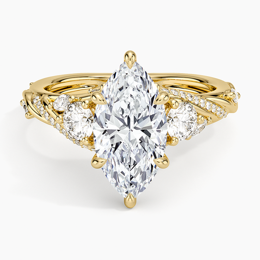 Begonia Vine Three Stone Diamond Ring (2/3 ct. tw.) - Marquise Center Stone