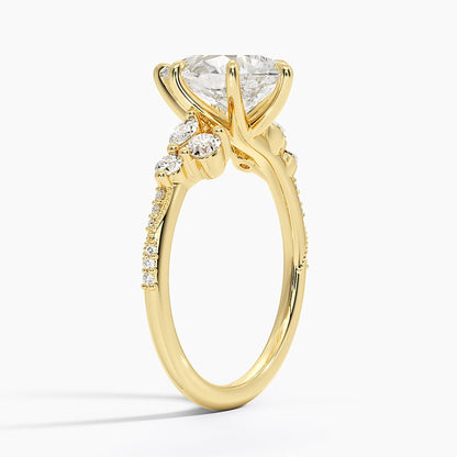 Luxe Camellia Milgrain Diamond Ring - Pear Center Stone