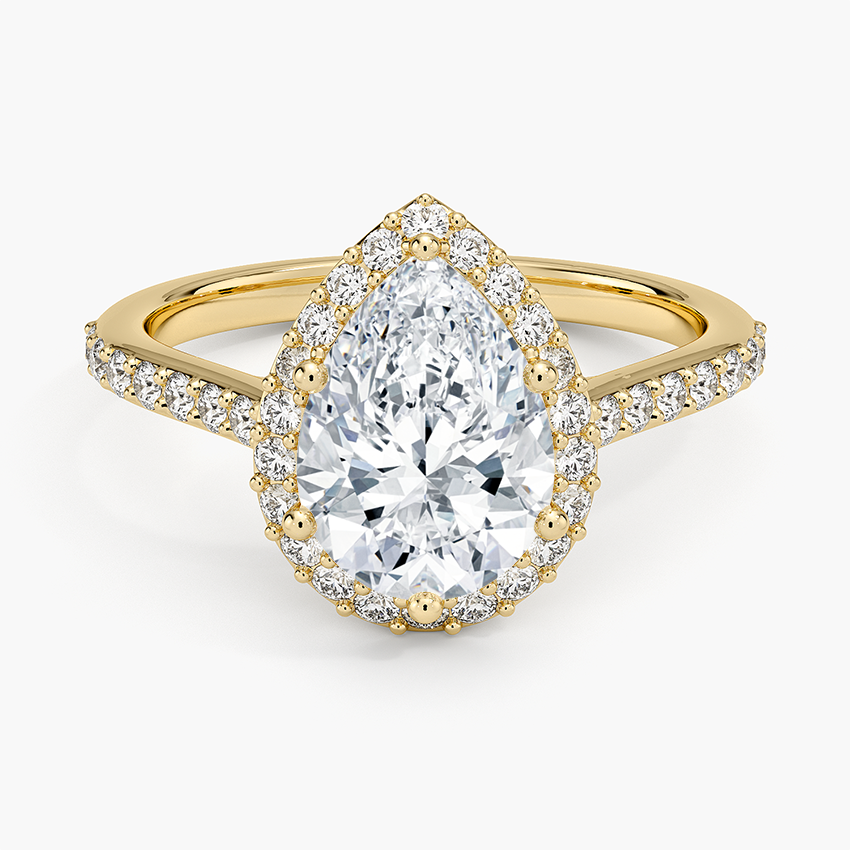 Halo Diamond Ring with Side Stones (1/3 ct. tw.) - Pear Center Stone