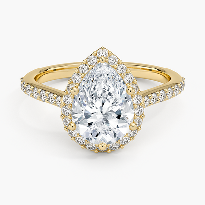 Halo Diamond Ring with Side Stones (1/3 ct. tw.) - Pear Center Stone