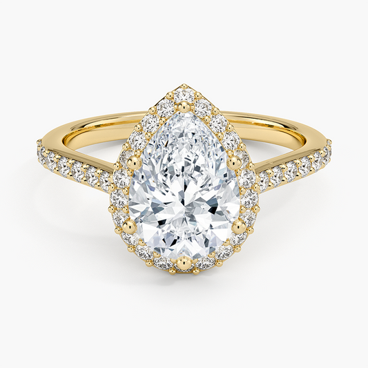 Halo Diamond Ring with Side Stones (1/3 ct. tw.) - Pear Center Stone