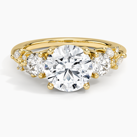 Arden Three Stone Diamond Ring - Round Center Stone