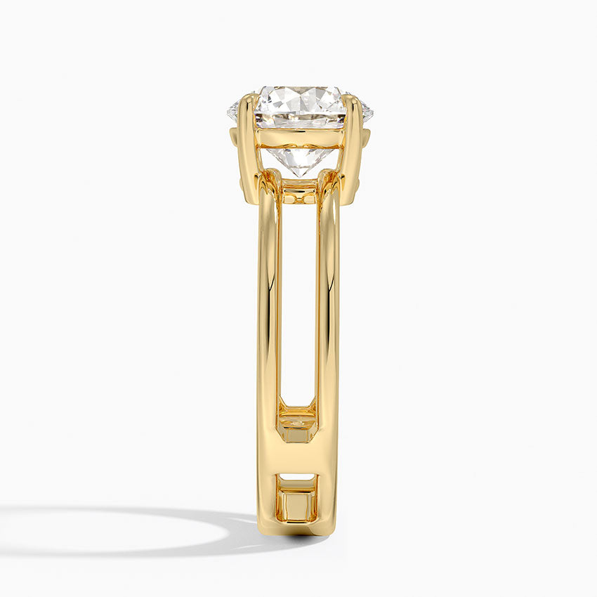 Aimee Open Double Band Solitaire Ring - Round Center Stone