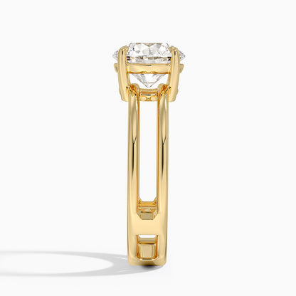 Aimee Open Double Band Solitaire Ring - Round Center Stone