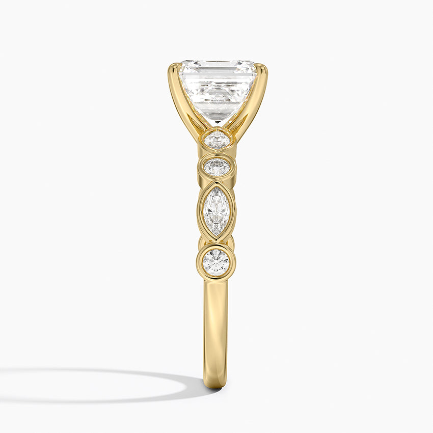 Versailles Bezel Diamond Ring - Asscher Cut Center Stone
