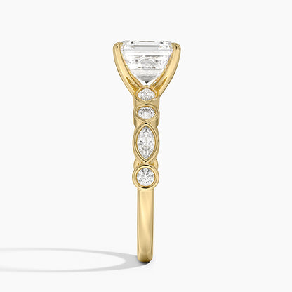Versailles Bezel Diamond Ring - Asscher Cut Center Stone