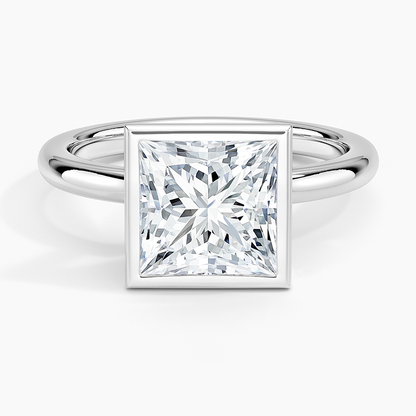 Julietta Bezel Solitaire Ring - Princess Cut Center Stone