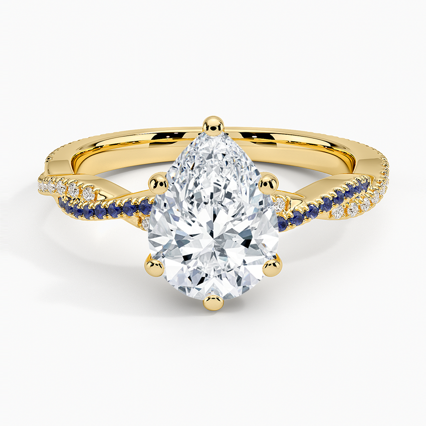 Petite Luxe Twisted Vine Sapphire and Diamond Ring (1/8 ct. tw.) - Pear Cut Center Stone