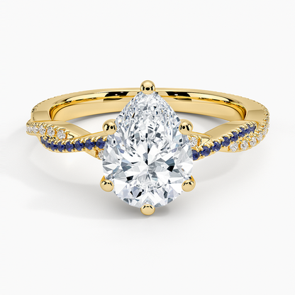 Petite Luxe Twisted Vine Sapphire and Diamond Ring (1/8 ct. tw.) - Pear Cut Center Stone