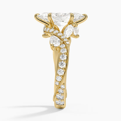 Grand Camellia Diamond Ring - Marquise Center Stone