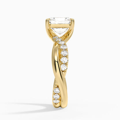 Cascade Twisted Diamond Ring - Asscher Cut Center Stone