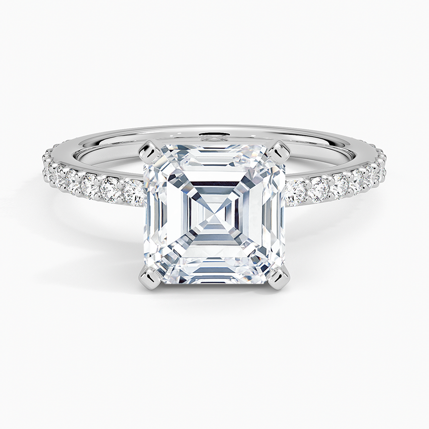 Petite Shared Prong Three-Quarter Coverage Diamond Ring (1/3 ct. tw.) - Asscher Cut Center Stone