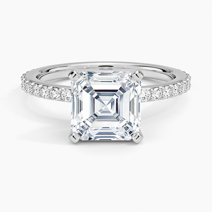 Petite Shared Prong Three-Quarter Coverage Diamond Ring (1/3 ct. tw.) - Asscher Cut Center Stone