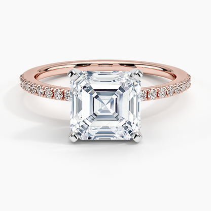 Ballad Half Coverage Diamond Ring (1/8 ct. tw.) - Asscher Cut Center Stone