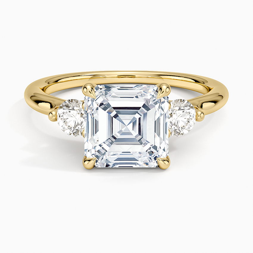 Freesia Three Stone Diamond Ring (1/3 ct. tw.) - Asscher Cut Center Stone