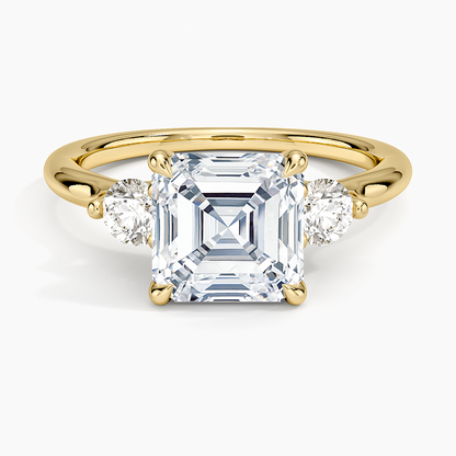 Freesia Three Stone Diamond Ring (1/3 ct. tw.) - Asscher Cut Center Stone
